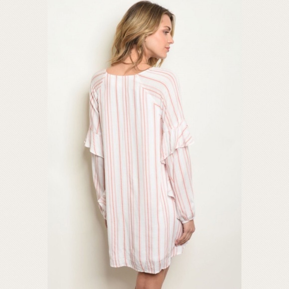 Large Long sleeve V-neck striped tunic dress - Picture 3 of 3
